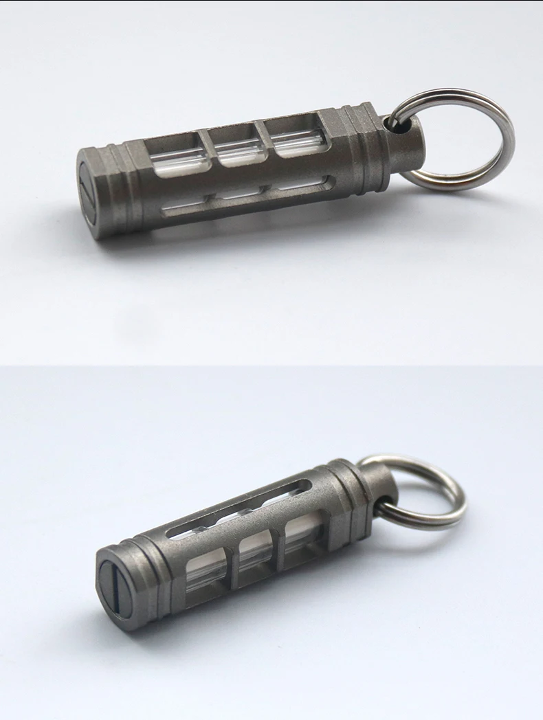 Titanium Alloy Luminous Night Signal Light Outdoor EDC Luminous 3.5*25mm Fluorescent Tube Self-illuminating Key Chain betalight 5