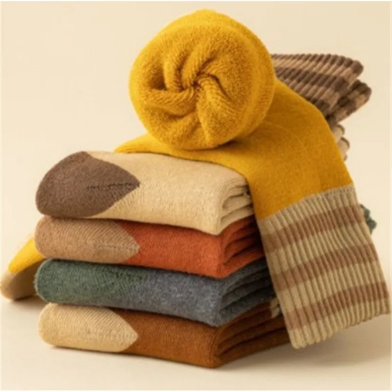 

New Socks Children's Striped Women's Pure Cotton Socks Thickened Warm Loop Women's Socks
