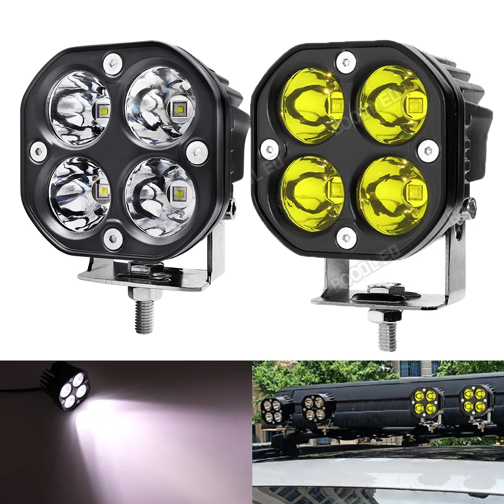 2pcs Amber Work Lights LED Pods 3 inch Off Road Driving Lights 46W Yellow  LED Cubes Fog Lamp Light Bar Pods Spot Lights 