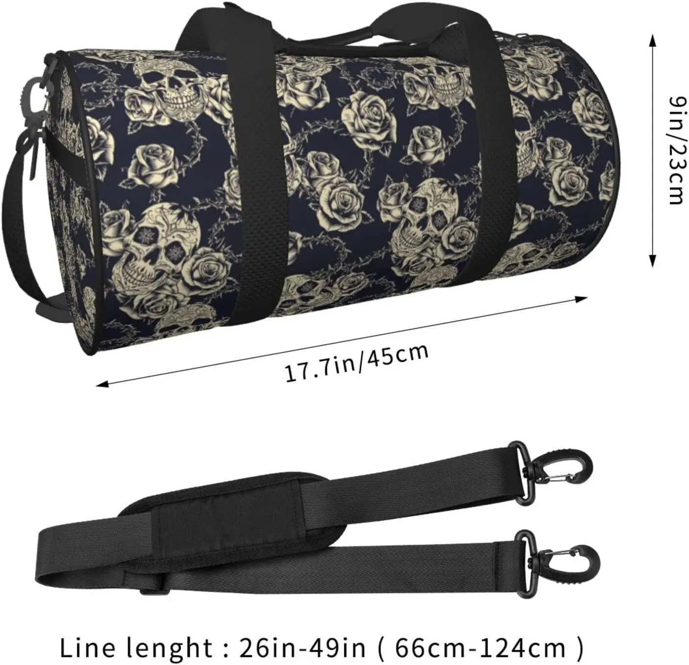 Vintage Rose Flower Duffel Bag for Traveling Large Sports Gym Bag