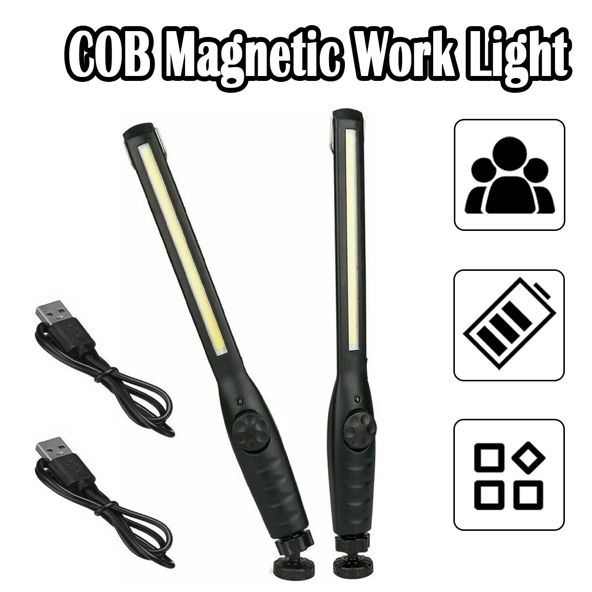 Led Waterproof Work Light Magnetic Bright Usb Portable Rechargeable Camping 360&deg;Rotating Angle Cob Working