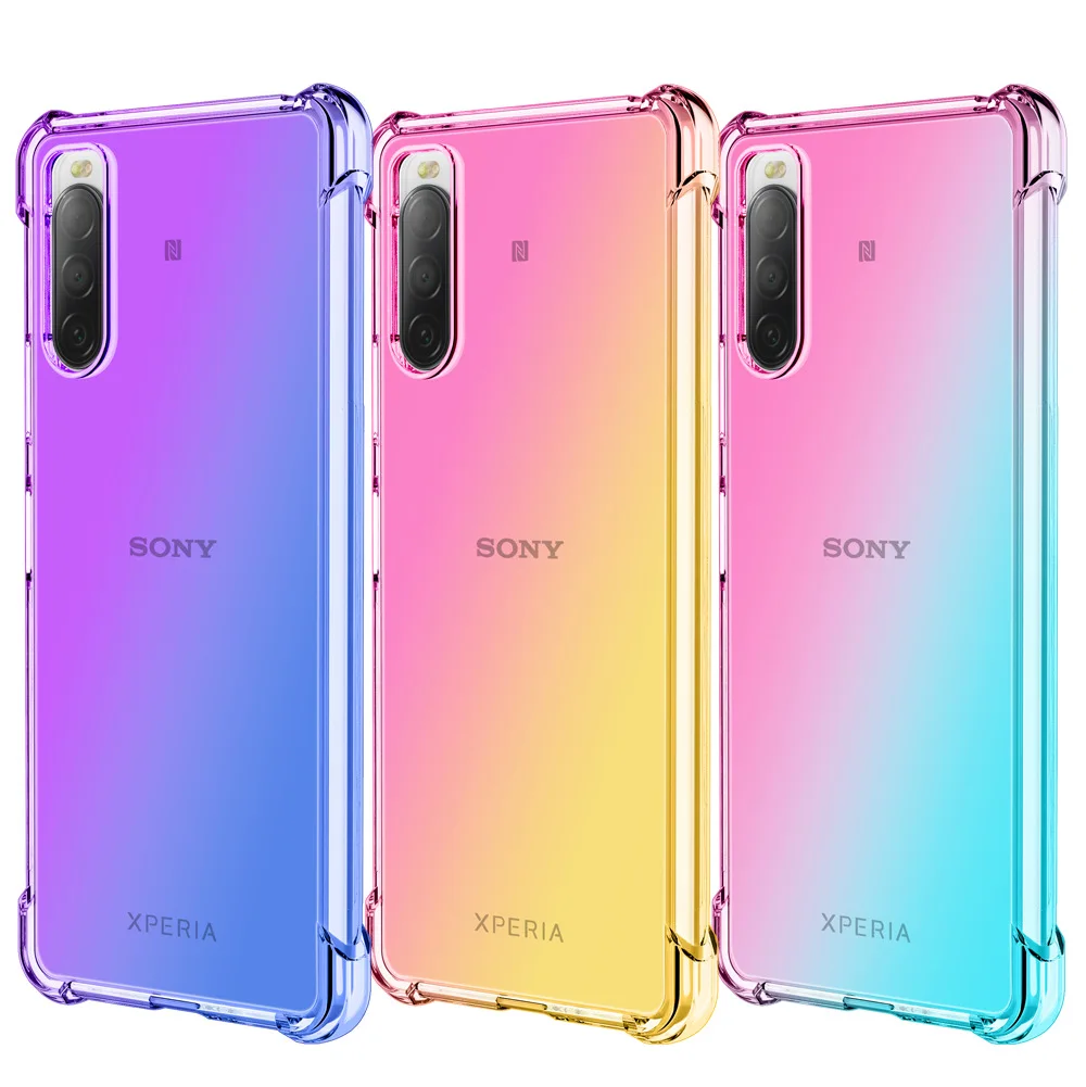 Фото Противоударный чехол-подушка для Sony Xperia 5 V IV 10 1 III II Ace 8, силиконовый чехол из ТПУ с градиентом, противоударный чехол с четырьмя углами №1