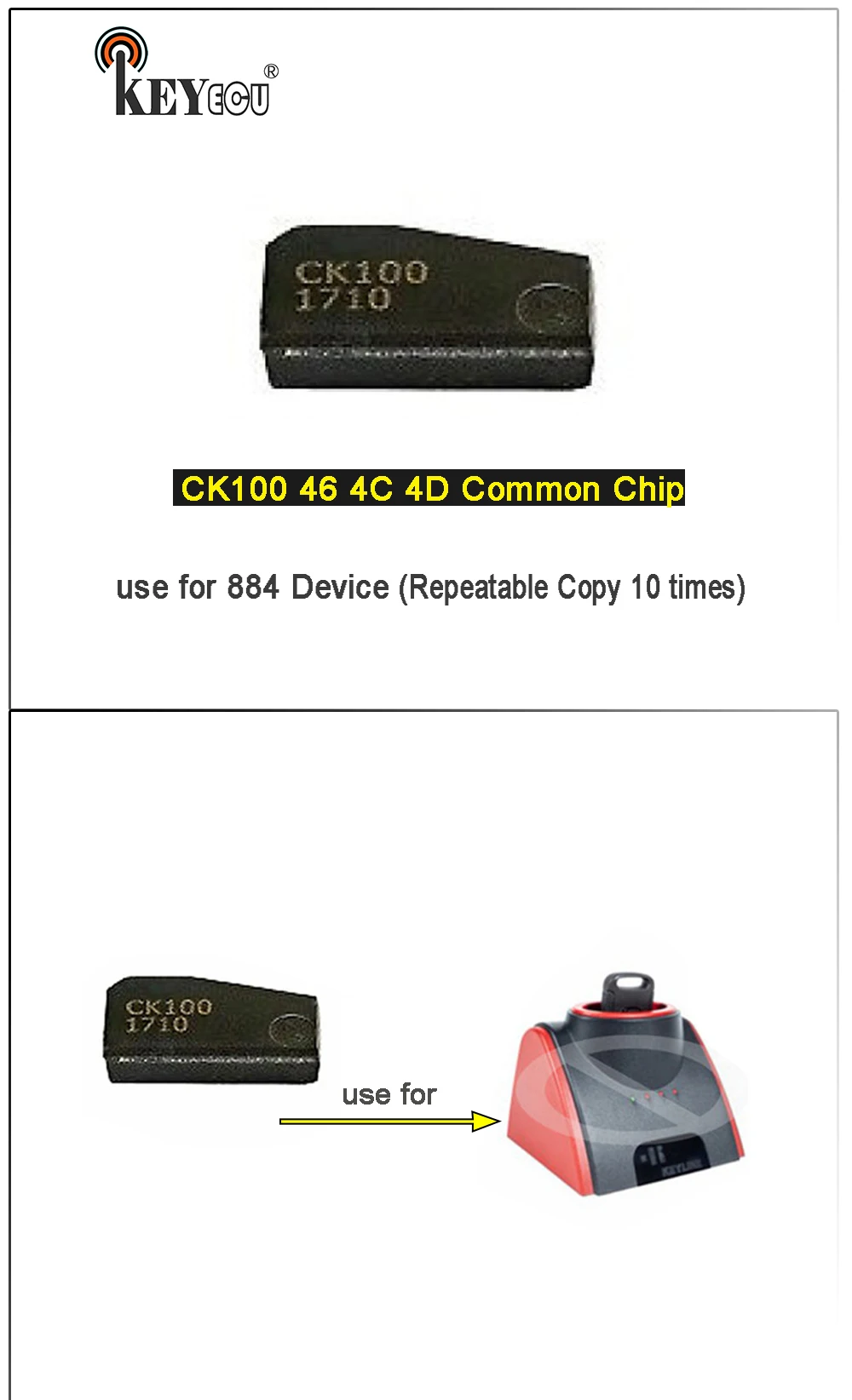 Keyforkess 1x 5x 10x 30x 50x CK100 46 4C 4D utilizzo del Chip chiave Transponder comune per dispositivo 884 (copia ripetibile 10 volte) - Sd17b836145e746e8984a18d25db2747cc