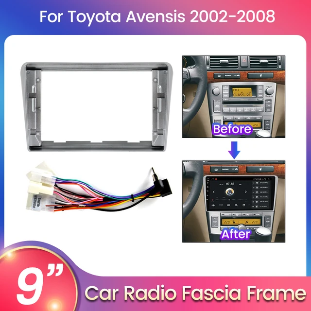 Adaptateur de Fascia d'autoradio pour TOYOTA Avensis T25 2 II 2002-2008,  kit de garniture de lunette FM, installation de tableau de bord de montage  de cadre stéréo, limitation | AliExpress