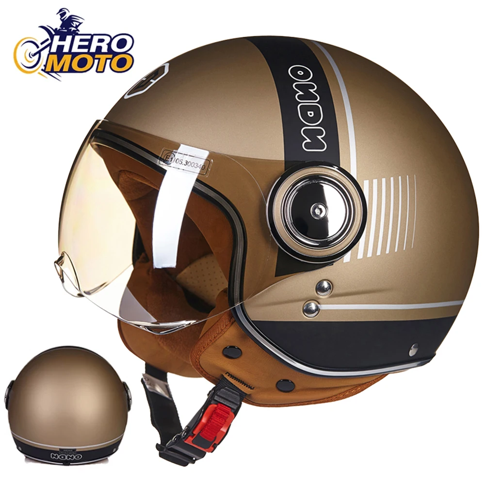 

BEON Motorbike Helmet 3/4 Open Face Motorcycle Helmets Retro Scooter Double Lens Casco Moto Vintage Riding Racing Helmet Fashion