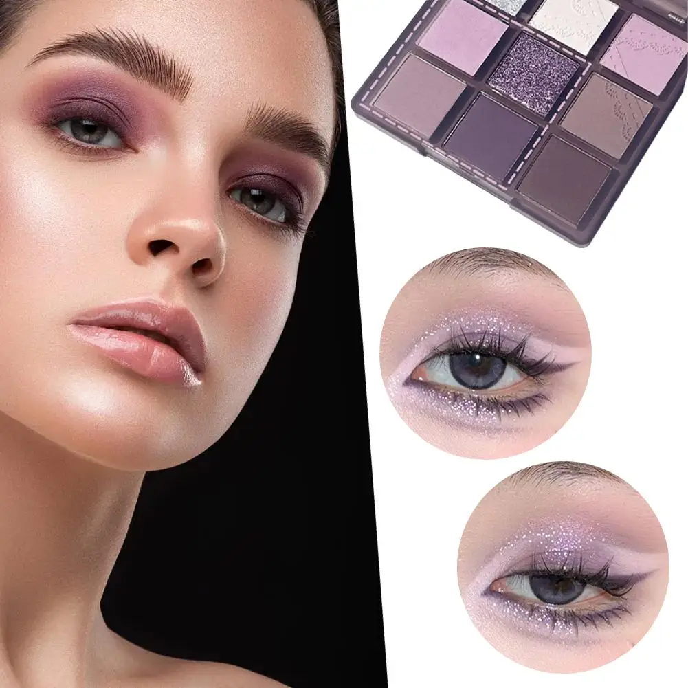 

New Smoke Purple 9 Colors Eyeshadow Palette Pearlescent Palette Makeup Shadow Grey Waterproof Korean Eye Makeup Matte Purpl V4P7