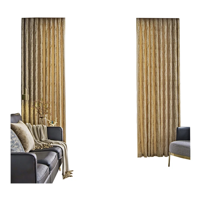 2024 New Style Cotton and Linen Golden Bronzing Thickening Shading Soundproof Curtains for Living Room Bedroom Finished Products