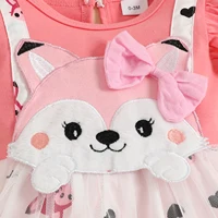 2 pieces of girls sleeveless mesh dress Kazakhstan baby girl fox false suspenders mesh skirt which contains bag fart briefs baby 5