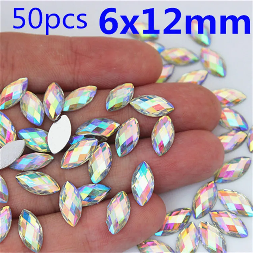 Multi Size Acryl Rhies Pferdeauge Kristall AB Flache Rückseite 3D Nicht Hotfix Nail Art Dekoration für Hochzeit Handwerk MC80 – Detail 7