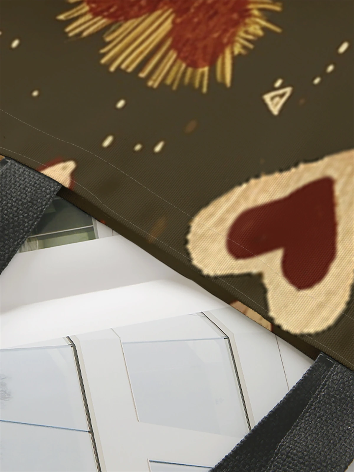 1 piece, heart-shaped pattern handbag, reusable fashionable handbag, multifunctional handbag, printed canvas shopping bag