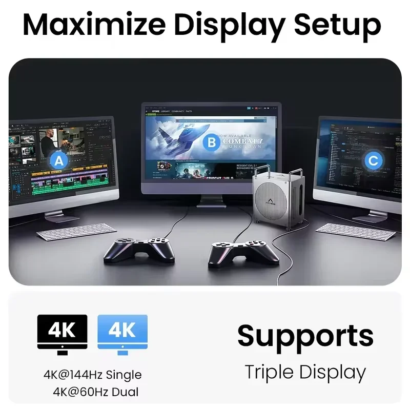 Acasis USB-C 40Gbps 도킹 스테이션 및 듀얼 베이 M.2 NVME 슬롯 16TB DP 144HZ TF/SD 4.0 PD 30W Mac Mini M4/Pro용 8-in-1