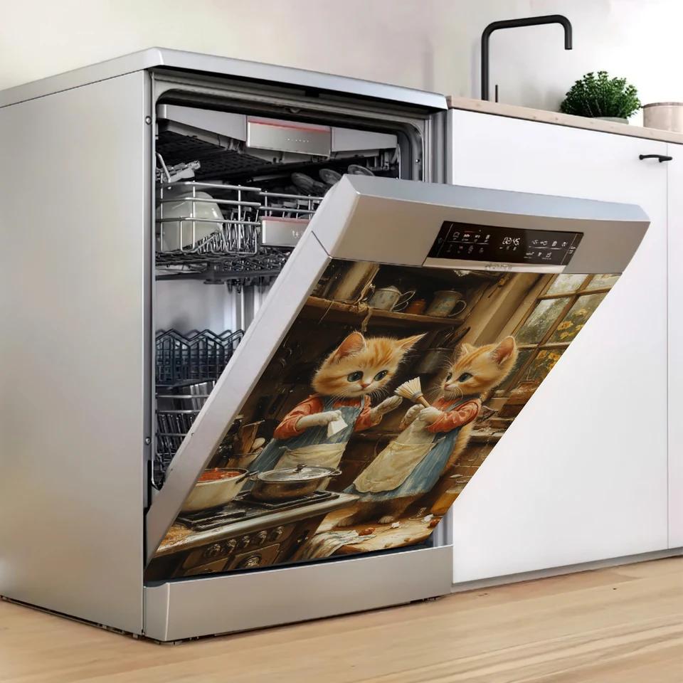 Copertura magnetica magnetica per lavastoviglie per lavastoviglie e frigo, copertura magnetica decorativa per la porta anteriore del frigorifero, colore foglia di tè nero e blu
