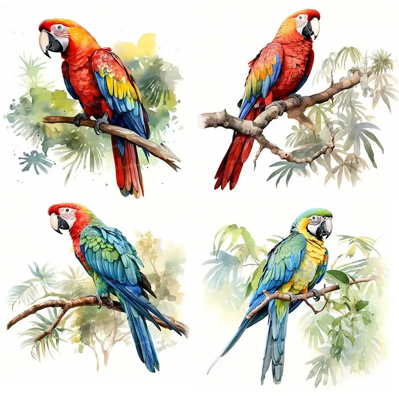 Cute Colorful Parrot Watercolor Wall Stickers Bathroom Living Room Background Decorations Wallpaper Animals Stickers M848 wall stickers wall sticker