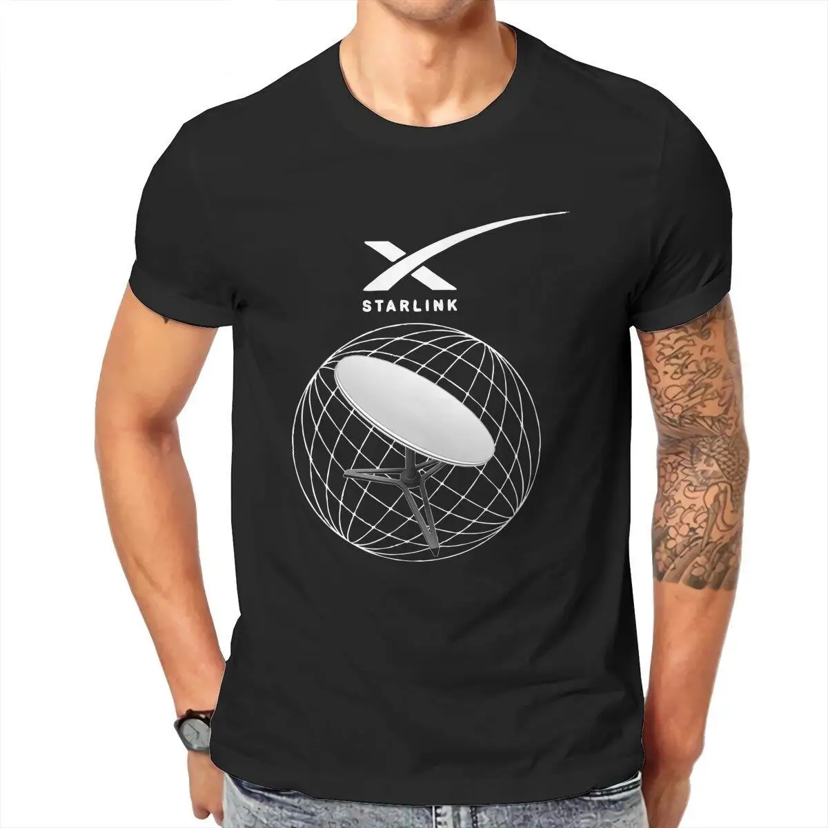 

Футболка SpaceX Starlink Мужская винтажная, чистый хлопок, круглый вырез, короткий рукав, одежда 4XL 5XL 6XL