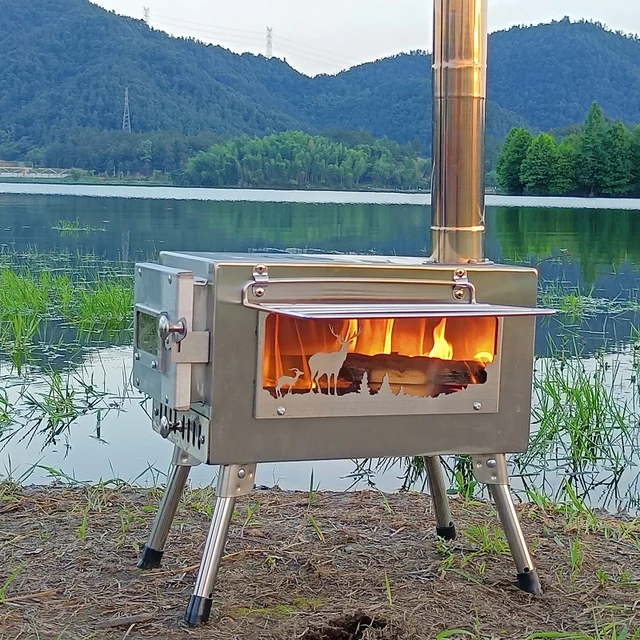 Camping Heating Stove Portable Tent Firewood Stove Glass Window