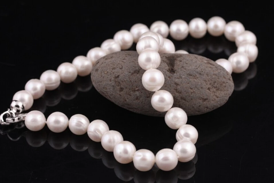 

AAA 10-11mm Big Natural Pearl Necklace beads White pendant Necklace Special offer Super Mother's Gift Wedding Jewelry PNS130
