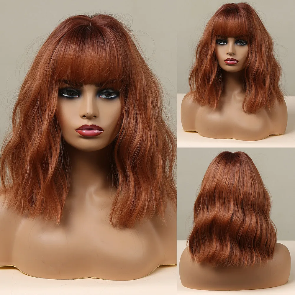 HENRY MARGU Platinblonde kurze lockige synthetische Perücken, kurze Wellen, Bob-Haar-Perücken, Mittelteil, natürlicher Haaransatz, hitzebeständig – Detail 7