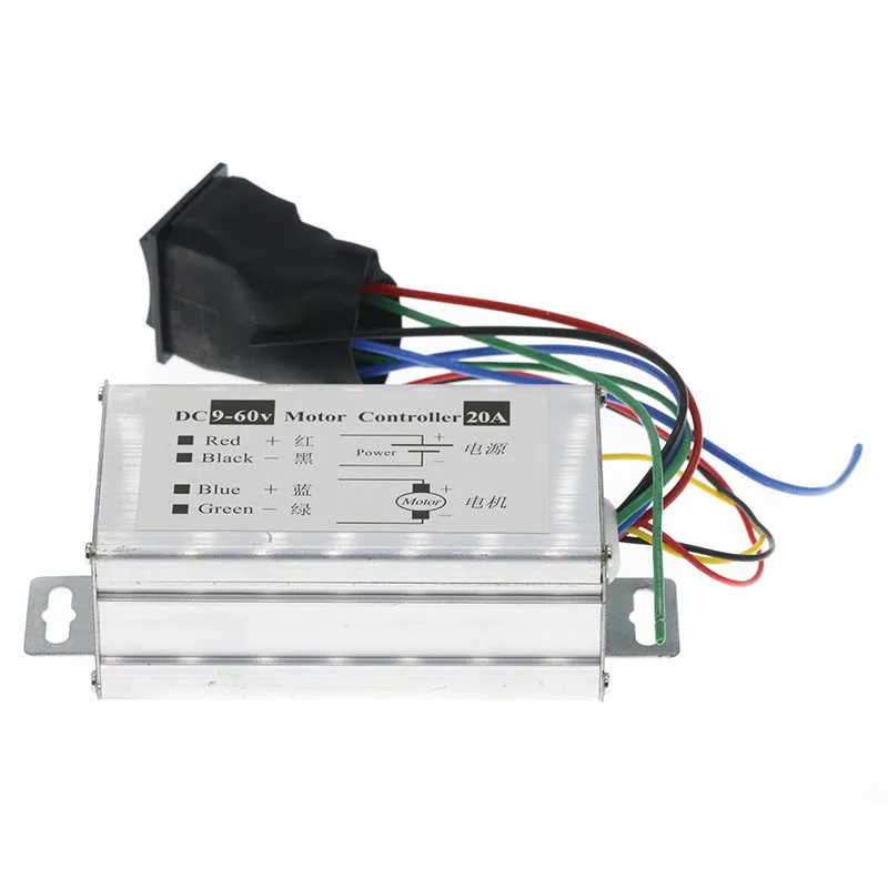 모터 속도 컨트롤러 PWM 레귤레이터 드라이버, DC 12V, 24V, 36V, 48V, 20A, 0-1200W 가변 전류 모터, 전진 및 후진