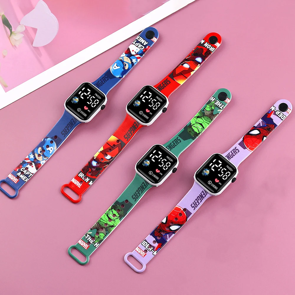 Montres de sport Spiderman pour enfants, pour garçons, Iron Man, capitaine, Super héros, horloge numérique, jouets pour étudiants, cadeaux