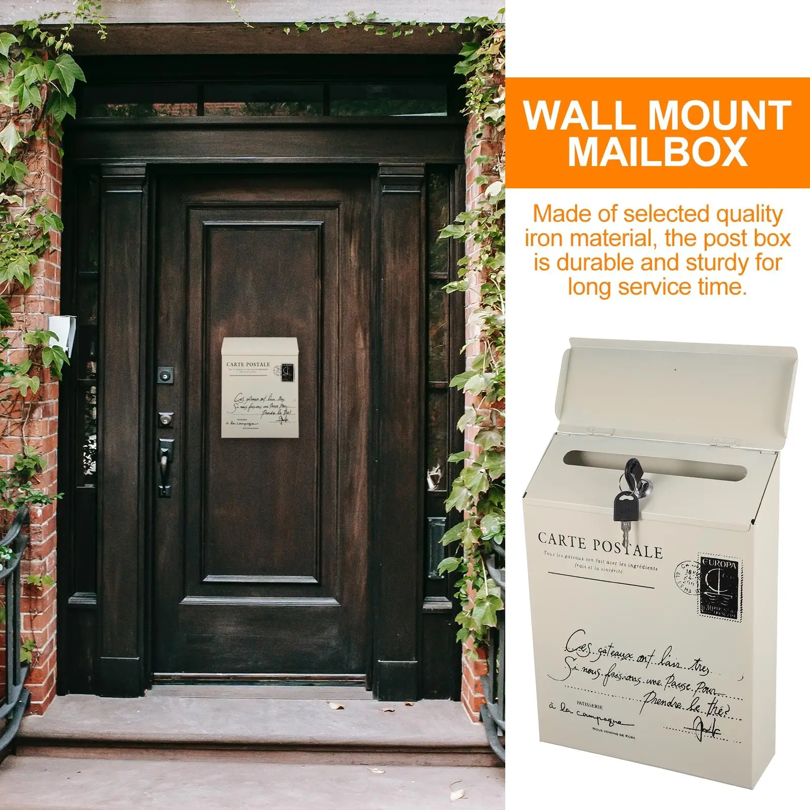 Retro Iron Mailbox Wall Mount Vintage Letter Lockable Decorative Suggestion Box Home Decor American Style Post Box Easy