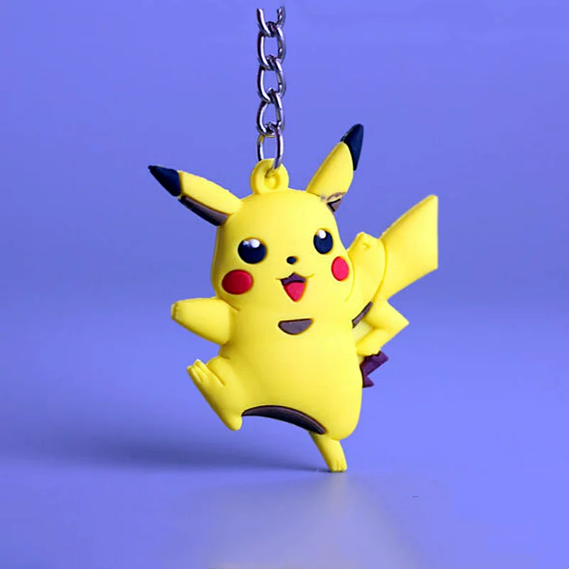 Pokemon Anime Marowak Abra Gengar Ponyta Porygon Alloy Silicone Keychain Accessories Pendant Bag Key Ring Pendant Birthday Gifts key chain