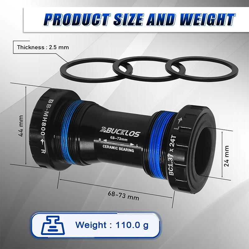 Description Picture 6 of itemBUCKLOS BB68/73 Bottom Bracket Aluminum Alloy BSA Threaded Bicycle Bottom Bracket 24mm Road Mountain Bike Sealed Bearing BB