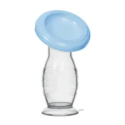 Breastfeeding Silicone Manual Breast Milk Collector - BPA Free Pump (Sucker Blue)