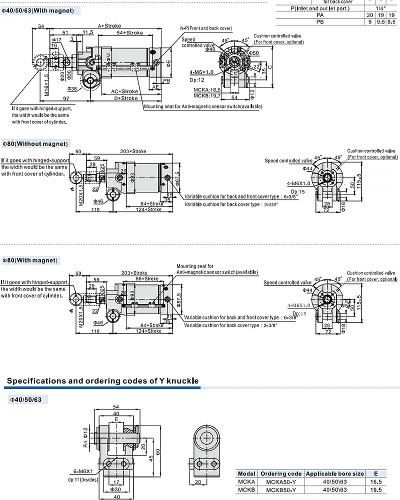 AirTAC MCK Series Stainless Steel Dust Ring Welding Clamping Air Cylinder MCKA/MCKB40/50/63/MCK80 Stroke 50 75 100 125 150mm-S-Y