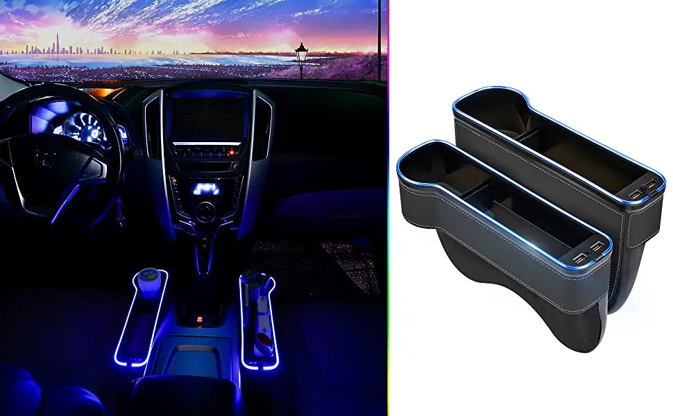 Universal Auto Sitz Lücke Füllstoff Neon Led Mit 5a 3 In 1 Schnelle Lade  Daten Linie Front Automotive Konsolen Sitz spalt Lagerung Box