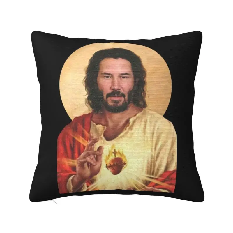 

Saint Keanu Reeves Pillow Case 40x40cm for Living Room Meme Jesus John Wick Modern Cushion Cover Soft Pillowcase