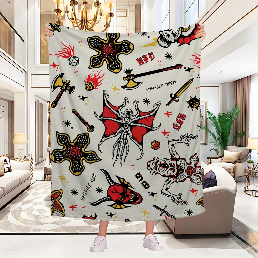Things Stranger Terror Thin Wadding Blanket for Sofas Bedding Nap Blanket Sofa Winter Interior for Home Fluffy Flannel Throw 5
