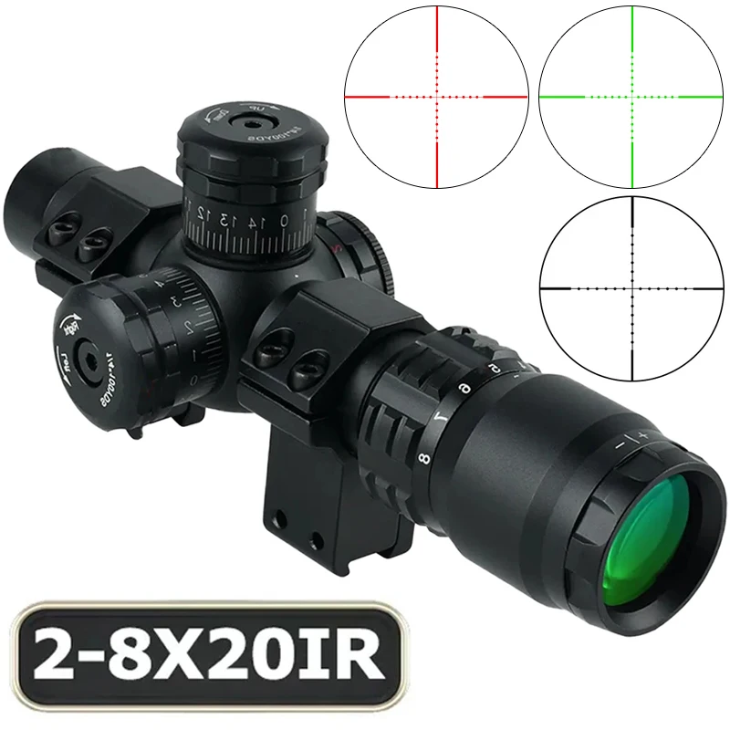 

Tactical 2-8x20IR Hunting Rifle Scopes Outdoor Shooting Riflescope Crossbow Short Red Green Optical Sight Air Rifle Scope