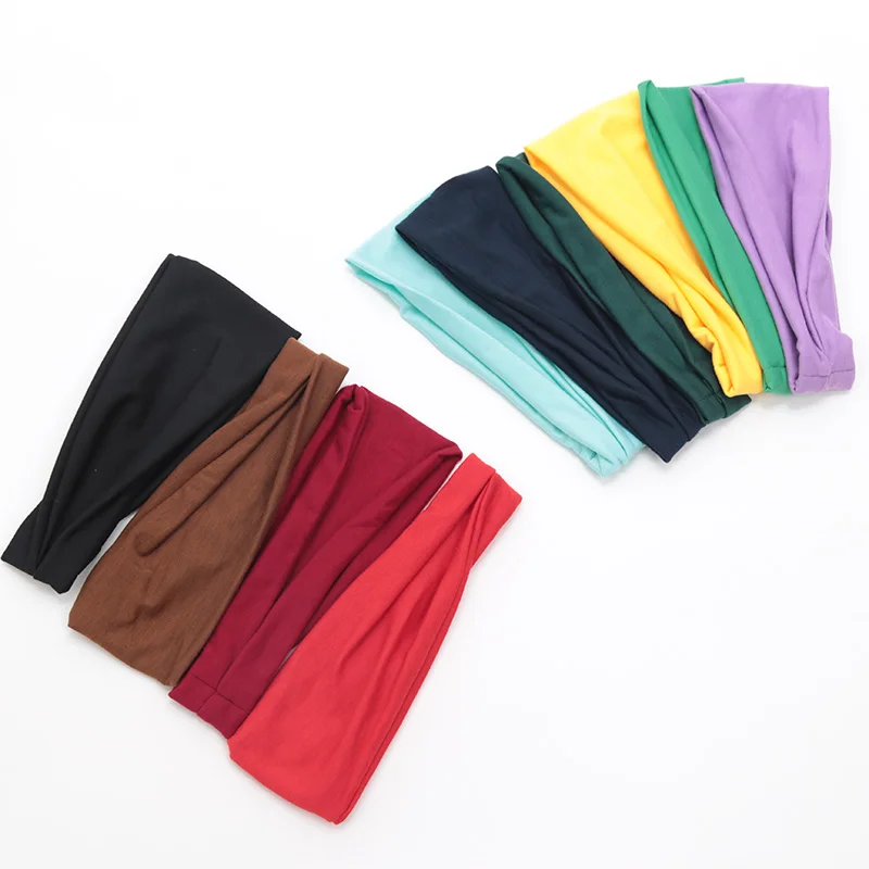 Sports Headbands Women Solid Color Elastic Hair Bands Yoga Headband Fashion Turban Makeup Hair Hoop Vintag Knotted Headwrap Accessories