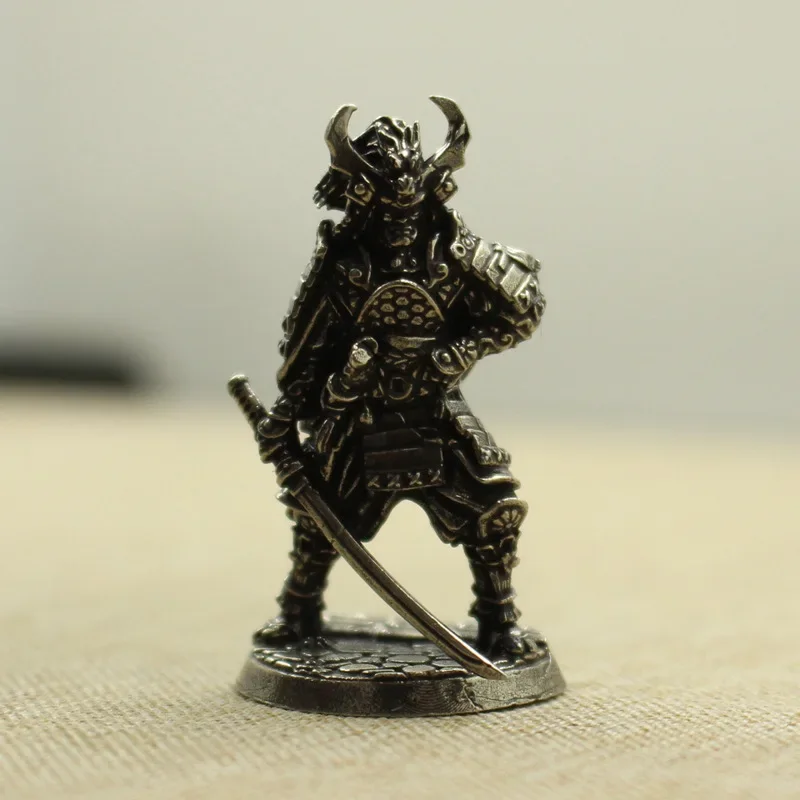 White Copper Viking Swordsman Figurine - Metal Brass Soldier Ornament Craft Decoration Accessory
