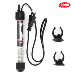 Compact Aquarium Heater with Adjustable Wattage and Suction Cups for Saltwater and Freshwater (200W)
