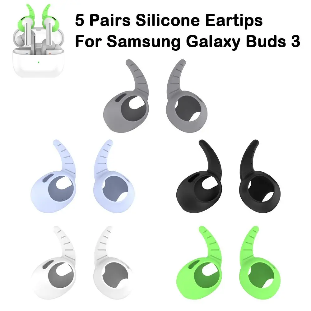 Premium Silicone Earbuds Cover Set with Ear Wings Hooks - 5 Pairs