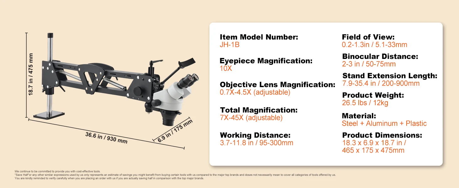 microscope avec étau sphérique