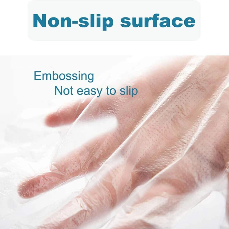 500 Counts Plastic Gloves One Size Fits Left and Right Hand Food Prep Gloves Transparent Disposable Plastic Non-slip