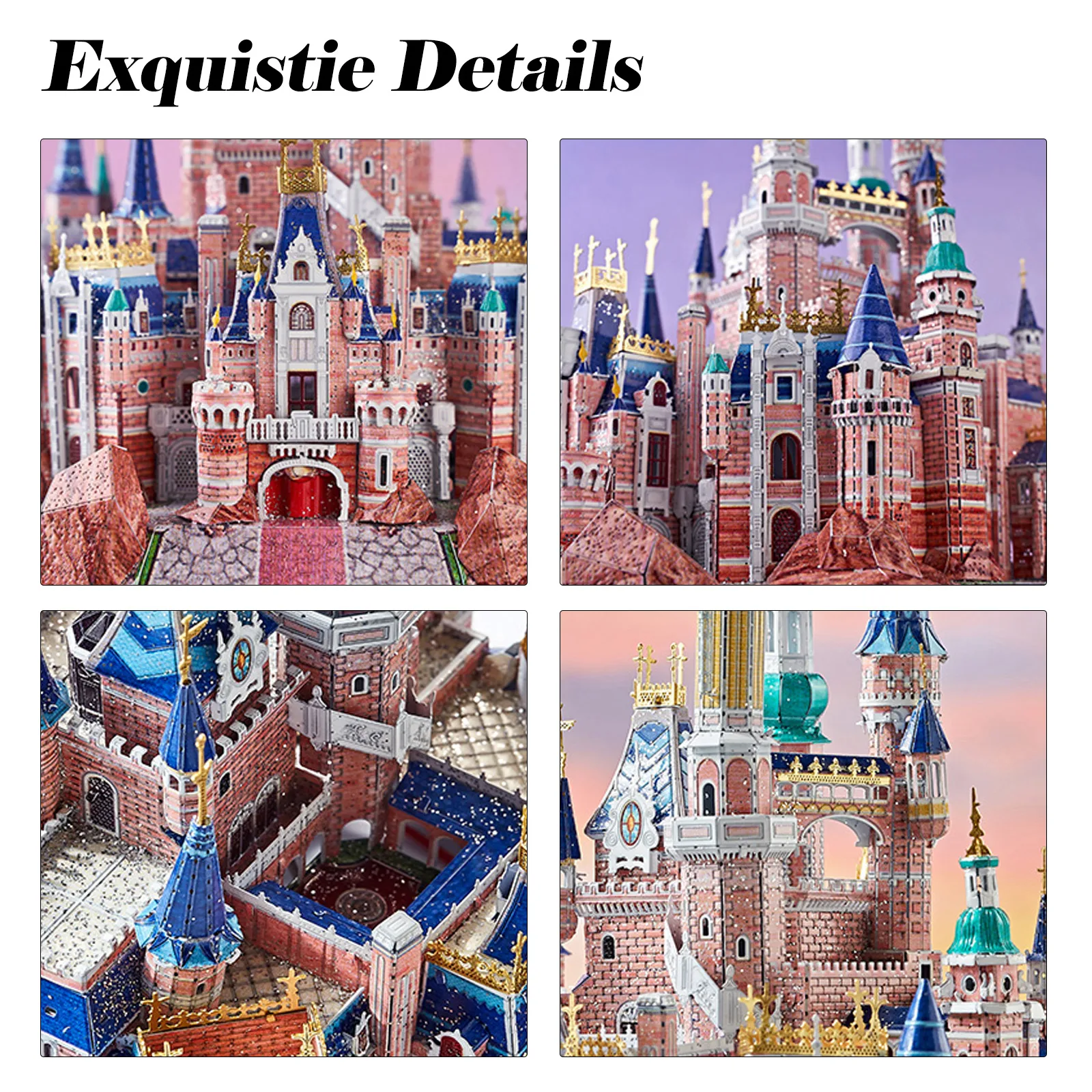 IRON STAR 3D Metal Puzzle Pink Dream Castle With Light DIY Assembly Model kits Toy For Adults Children Gift for Girlfriend 3