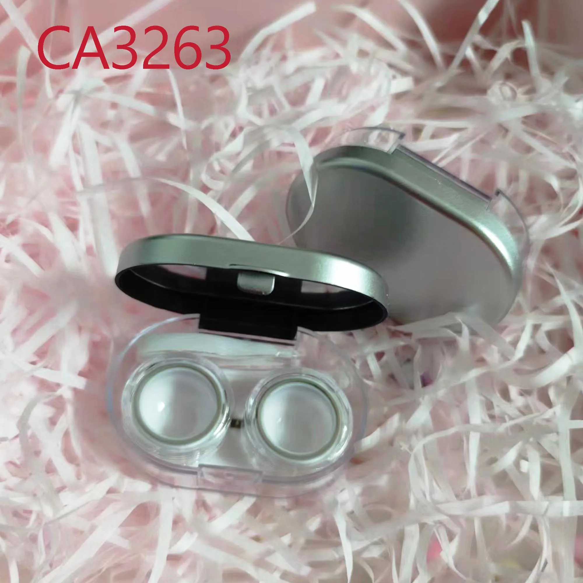 Silver Colour Pocket Contact Lens Case with Mirror Travel Kit Easy Carry Lenses Box Container CA3263