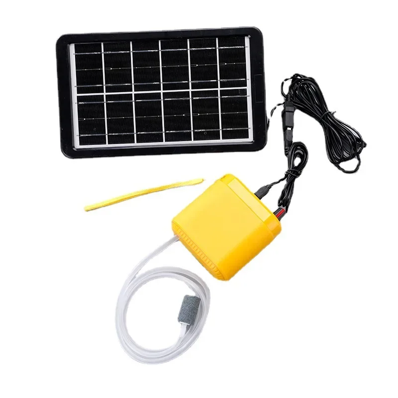 Solar Power Oxygen Pump for Aquarium Fish Tank USB Charging Noiseless Outdoor Fishing Oxygen Machine