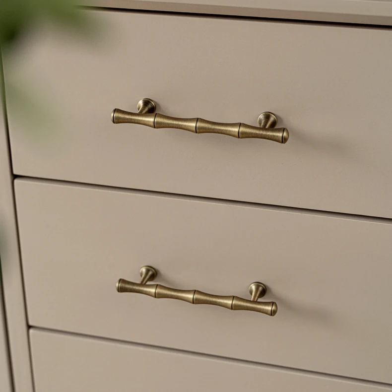 antique brass drawer pull bamboo handle style