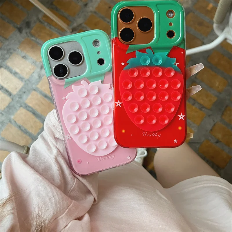 Strawberry Delight Full Screen Silicone Suction Cup Phone Case