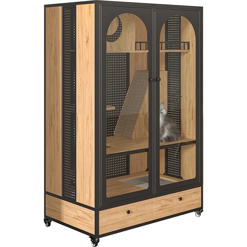 

YY Luxury Cattery Indoor Cat House Cat Cabinet Large Space Pet Cat House