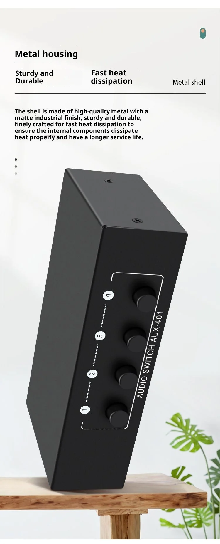 4 in 1 Stereo Audio Selector 4 Inputs 1 Output RCA AUX 3.5mm Passive Audio Switc