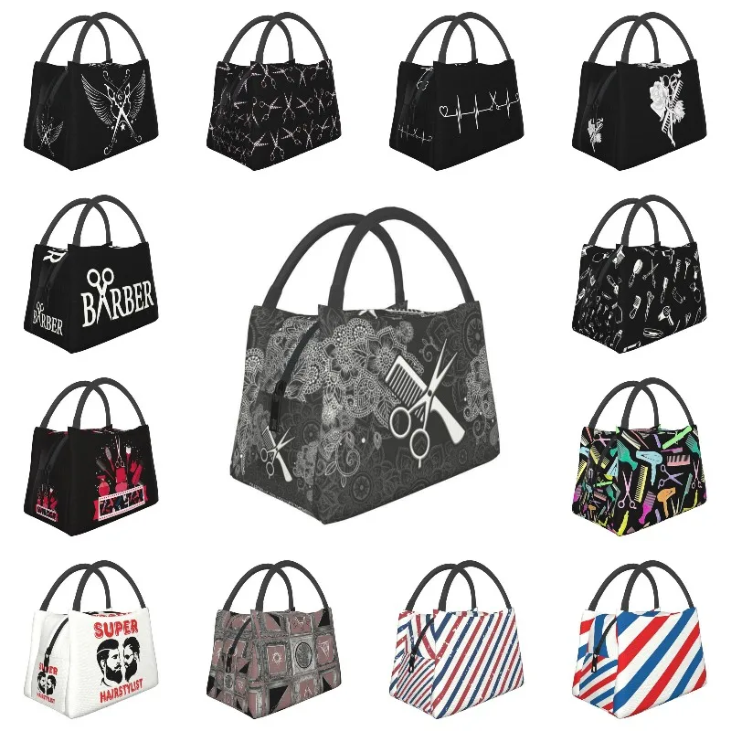 

Hairstylist Mandala Flowers Insulated Lunch Bags for Women Hairdresser Scissors Comb Cooler Thermal Food Lunch Box Work Travel