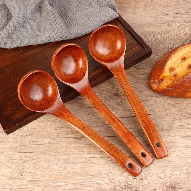 

1Pc Wooden Large Capacity Soup Spoon Kitchen Use A Spoon To Handle High Temperature Cooking Anti-scalding Soup Spoon