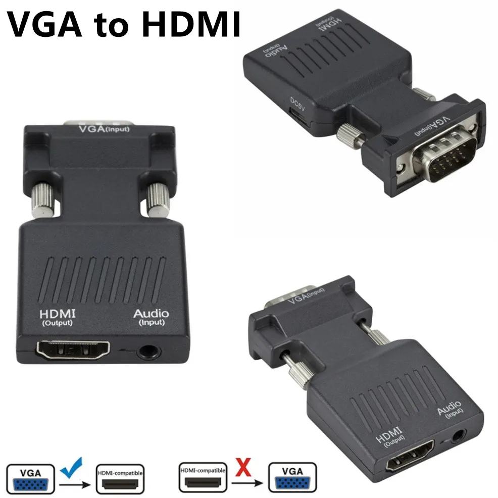 Lckaa – adaptateur VGA vers HDMI-convertisseur 1080P HDMI vers VGA adaptateur pour PC portable vers projecteur HDTV convertisseur Audio vidéo