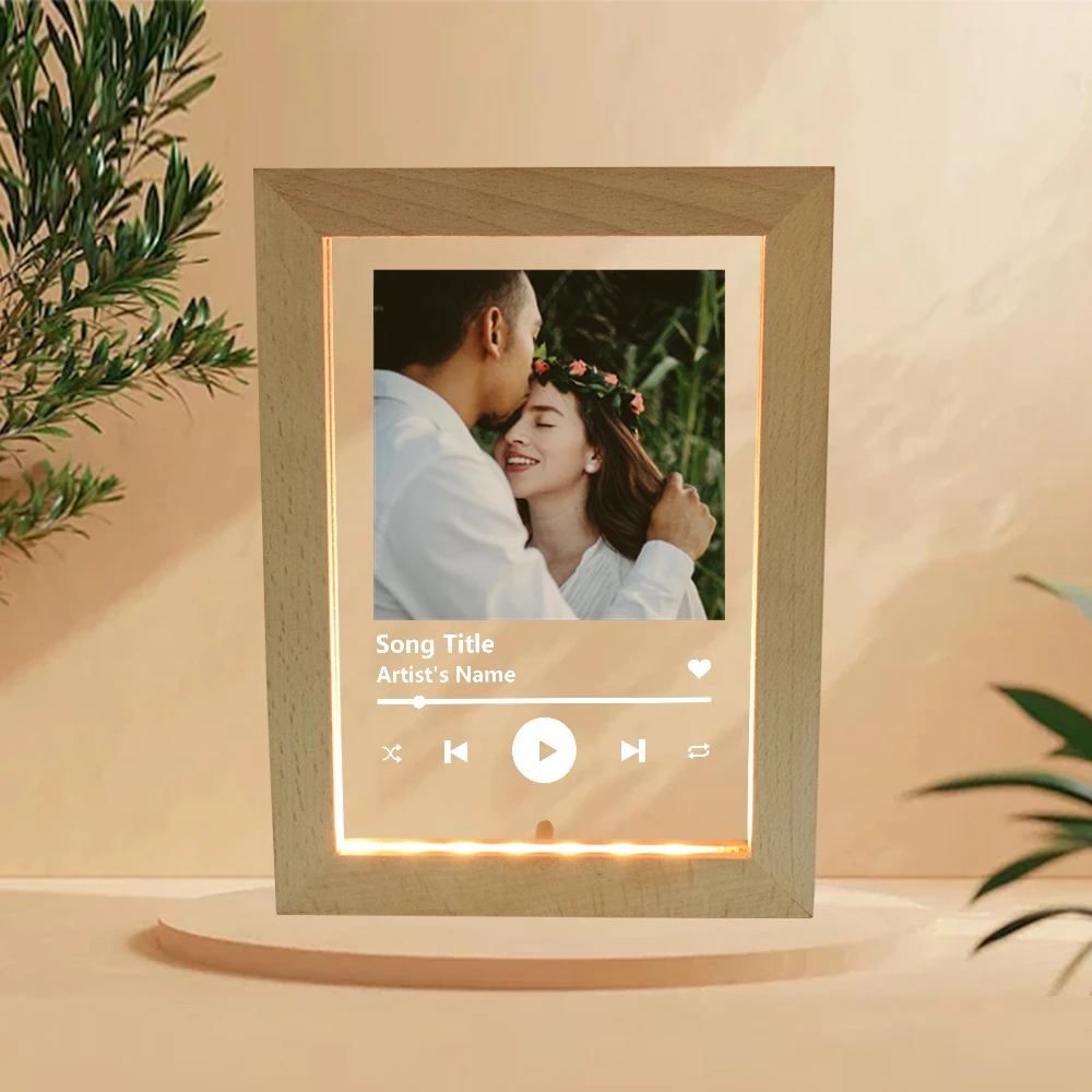 Customized Couple Photo Frame Song Music Code Personalized Image Acrylic Board Wooden Led Lamp Night Lamp Anniversary Gift customized couple photo frame song music code personalized image acrylic board wooden led lamp night lamp anniversary gift