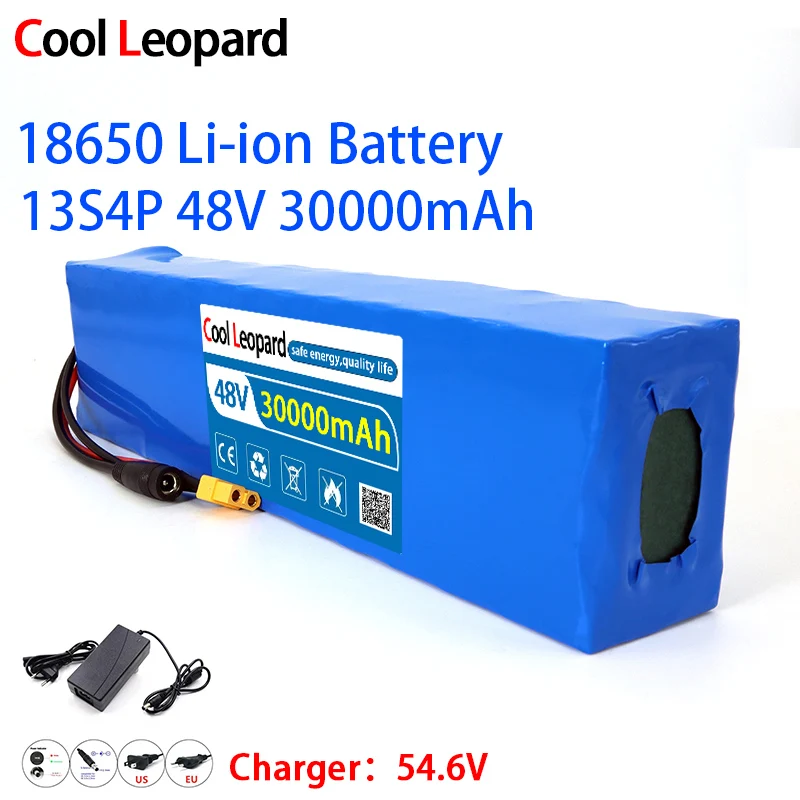 

New E-bike 18650 13S4P 48V 30000mAh Lithium Ion Battery Pack,For Electric Wheelchair Bicycle Replacement 48V 30Ah Li-ion Battery